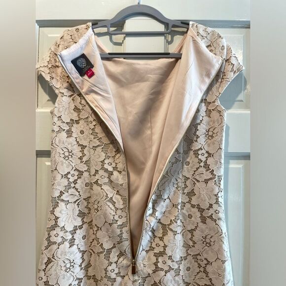 Vince Camuto Cap Sleeves Mini Blush Pink Lace Sheath‎ Dress Size 8 - Picture 7 of 9